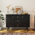 thumbnail image 7 of 47" Sideboard Buffet Cabinet, Entryway Coffee Bar Cabinet with 3 Drawers, Wooden Floor Cupboard, Fluted Media Console Table for Living Room, 7 of 7