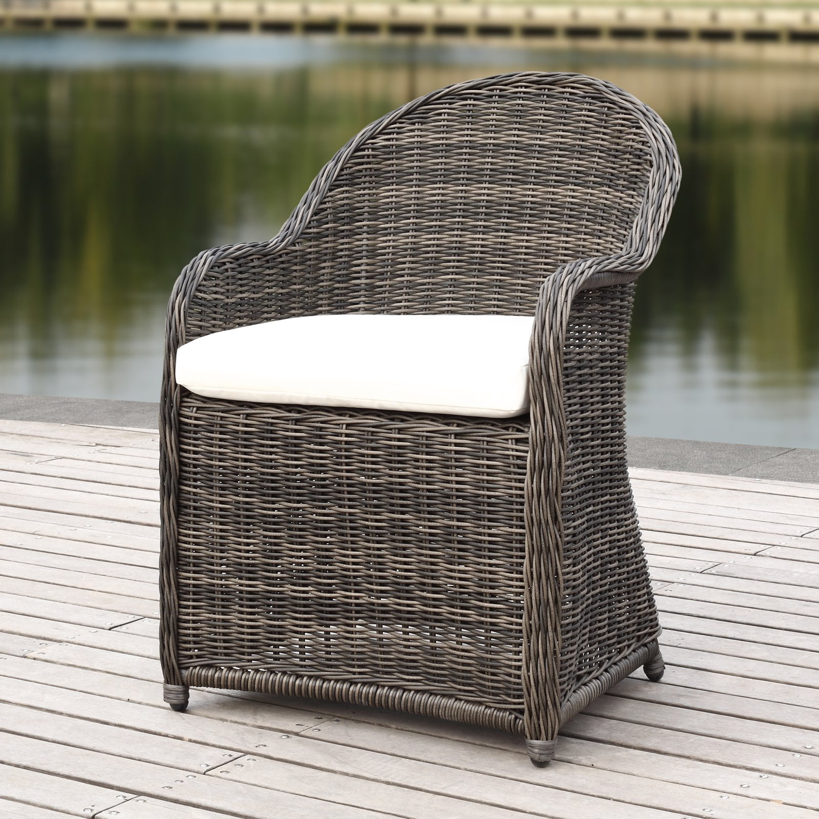Safavieh Newton Outdoor Patio Wicker Arm Chair - Grey/Beige - Walmart.com
