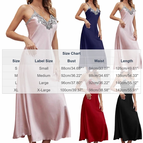 Ohufall Women's Nightfown Satin Printed Sleeveless Pleated Cami Sleep Dress Soft Breathable Loungewear Long Dress
