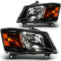ECCPP Headlight Assembly Fit 2008-2010 for Dodge Grand Caravan Black Housing Amber Reflector Pair Headlights CH2502191