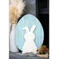 thumbnail image 3 of 24" Rustic Farmhouse Turquoise Wood Large Egg, 3 of 3