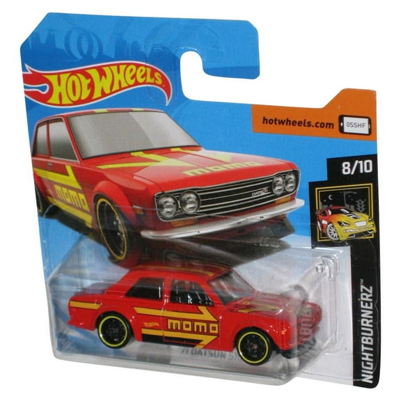 Hot Wheels Nightburnerz (2018) Red '71 Datsun 510 Toy Car 8/10 - (Short Card)