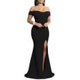 thumbnail image 1 of YMDUCH Robe de Soirée Longue Fendue Haute Épaules Dénudées pour Femmes Noire, 1 of 4