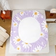 thumbnail image 5 of Homewish Groovy Flower Floral Twin Sheet Sets, Dreamy Purple Cartoon Twin Fitted Sheet, Princess Style Flat Sheet, Microfiber Bedroom Decor, 3-Piece, 5 of 7