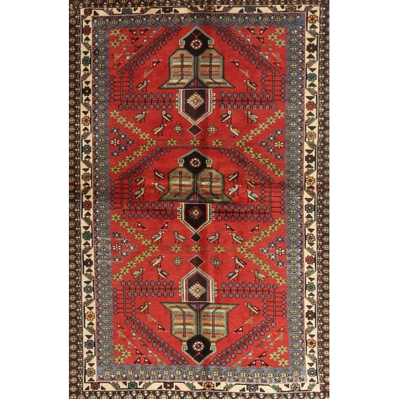 Ahgly Company Machine Washable Indoor Rectangle Traditional Tomato Red Area Rugs, 7' x 10'