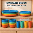thumbnail image 5 of Homienly Unbreakable Dinnerware Set, 38-Piece Wheat Straw Dinnerware Set for 8, Plastic Plates Bowls & Cups, Reusable Stackable Microwave Safe Tableware, Dishware Set, Multicolor, 5 of 8