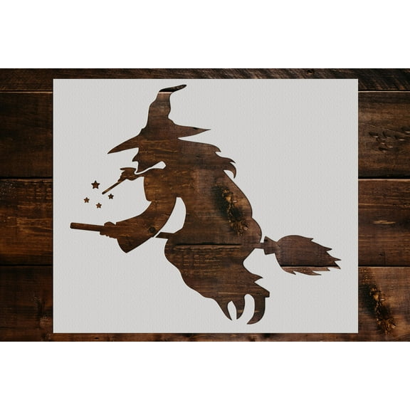 Witch on a Broom Stencil - Art and Wall Stencil (6"x5")