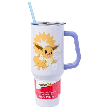 Silver Buffalo Pokémon Double Walled Stainless Steel Tumbler with Handle Featuring Eevee Fits in Standard Cup Holder 40 Ounces Silver Buffalo Pokémon Double Walled Stainless Steel Tumbler with Handle Featuring Eevee Fits in Standard Cup Holder 40 Ounces