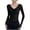 Black07, variant on Womens Tops Dressy Casual Solid V Neck Front Drawstring Ruched Long Sleeve Yoga Top with Bra Pads, Slim Stretch Shirts, Thumb Hole Cuff Sports Blouse Cute Tops for Women