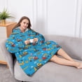 thumbnail image 5 of Oversized Wearable Blanket Hoodie,Cartoon Construction Vehicles Barriers Blue Pattern Sherpa Blanket Hoodie with Super Pockets,Super Warm Fuzzy Pullover for Women & Men, 5 of 6