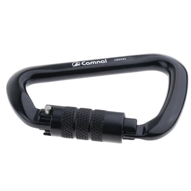 Carabiner Climbing Locking Aluminum Strong Shape 28KN for Mountain Black Auto Lock