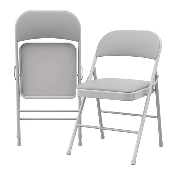 QinaQin Set de 2 sillas plegables de metal con asiento y respaldo acolchado, fáciles de guardar, ideales para casa, oficina, fiestas o uso interior y exterior