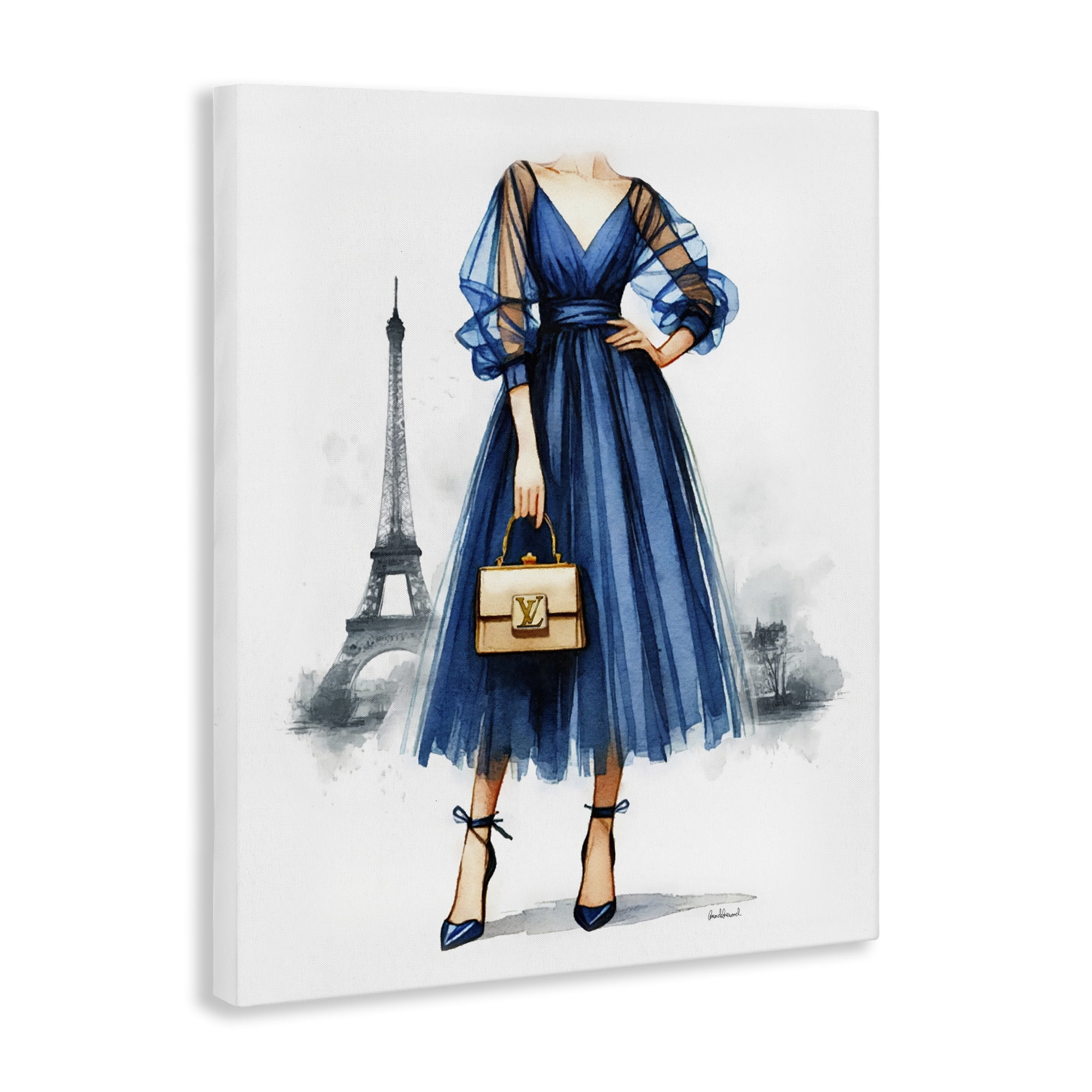 Stupell Industries Parisian Fashion Woman Fashion Painting Wrapped Canvas Art Print Wall Art, 30 x 40