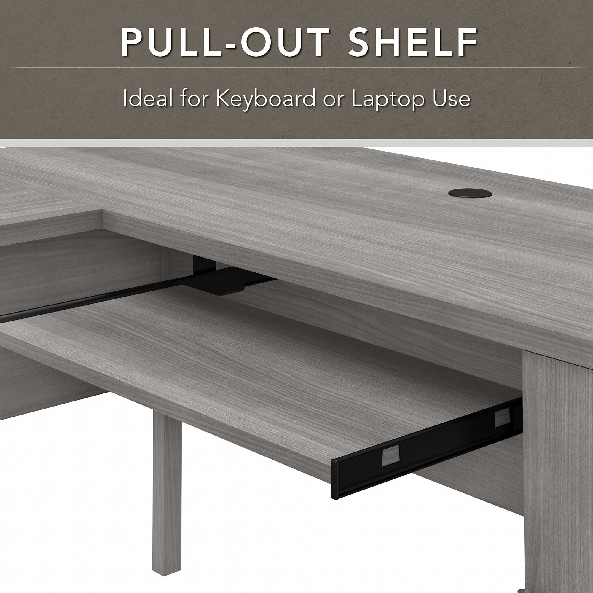 Bush Furniture Somerset 60" L Shaped Desk with Storage, Platinum Gray
