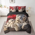 thumbnail image 2 of Snow Leopard Queen Comforter Set - 7 Pieces Reversible Comforters Queen Size Bed Set Bed in a Bag with Comforter,Red Rose Flower Sheets,Pillowcases & Shams,Wild Animal Cheetah Bedding Sets, 2 of 5