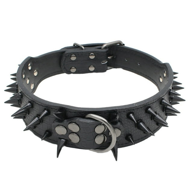 HEVIRGO Dog Puppy Faux Leather Rivet Spiked Anti-bite Collar Necklace Pet Neck Band