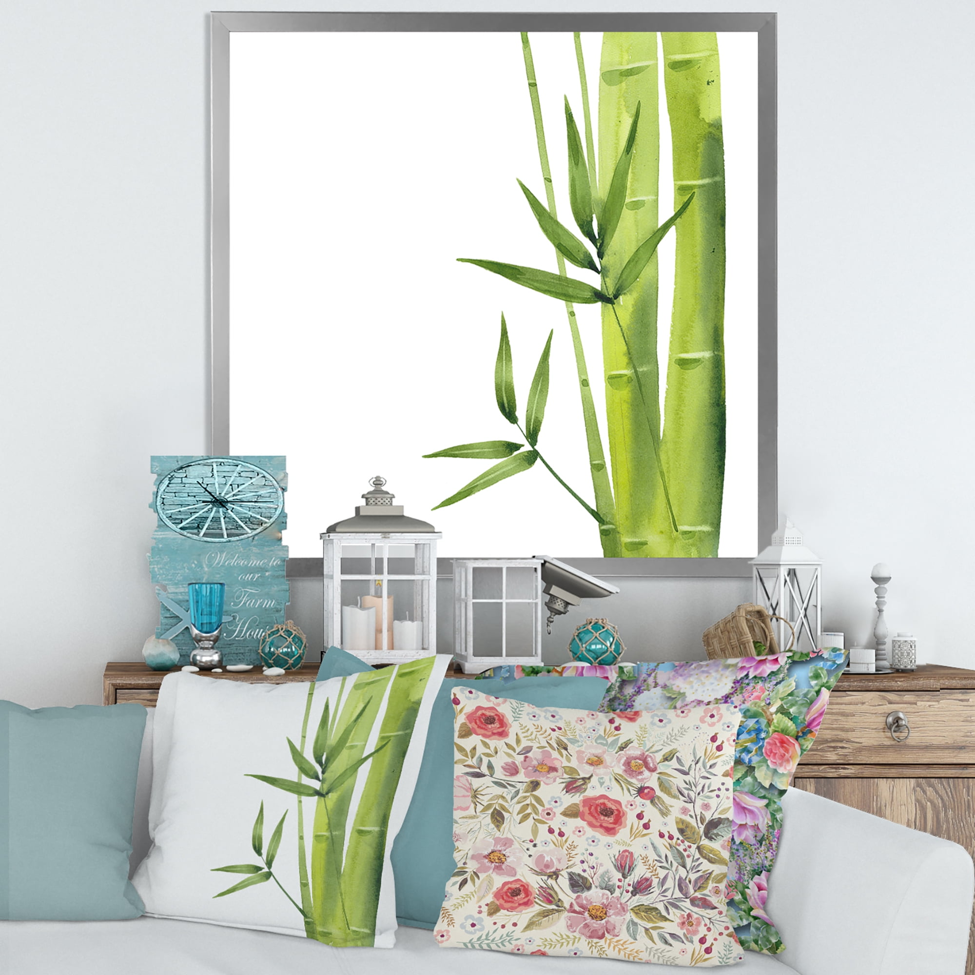 Designart 'The Forest of Bamboo Branches V' Tropical Framed Art Print