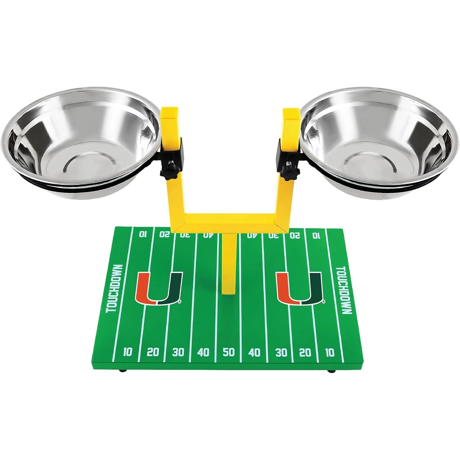 Pets First NCAA Football Goalpost Elevated Dog Feeder Stainless Steel Bowl