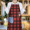 thumbnail image 5 of Red and Black Christmas Plaid Pattern Apron-Garden Aprons for Women with Pockets-Cotton Linen Waterproof Kitchen Cooking Gardening Aprons Adjustable for Kitchen,Cooking,BBQ and Salon 33"x27", 5 of 7