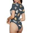 thumbnail image 3 of Daiia Cartoon Animals print Women's Crew Neck Short Sleeve Bodysuit Fashion Tops Fit Casual Basic Extender Bodysuit-Medium, 3 of 9