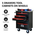 thumbnail image 2 of Noaman 4-Drawer Heavy Duty Tool Cart with Wheels and Wooden Top, Black, 2 of 18