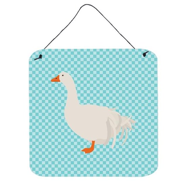 Sebastopol Goose Blue Check Wall or Door Hanging Prints, 6 x 6 in.