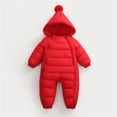 thumbnail image 2 of Curuila Toddler Boys Girls Coats Long Sleeve Solid Color Winter Jacket With Zipper Hooded Jumpsuit Long Outwear Red Size 6-12 Months, 2 of 4