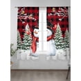 thumbnail image 2 of Christmas Snowman Sheer Curtains 63 Inch Long 2 Panels, Tree Winter Bird Berry Red Black Plaid Light Filtering Rod Pocket Semi Sheer Curtains, Sheer Voile Drapes for Living Room Bedroom, 52"x63", 2 of 5