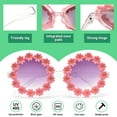 thumbnail image 4 of Lunettes de Soleil à Fleur Ronde pour Filles, Lunettes Mignonnes en Forme de Fleur Rétro Marguerite pour Enfants Protection UV 400, Rose, 4 of 7