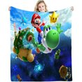 thumbnail image 1 of Christmas Mario Flannel Blanket Digital Print, 1 of 1