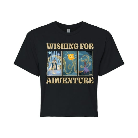 Disney Wish - Wishing For Adventure Grid - Juniors Cropped Cotton Blend T-Shirt