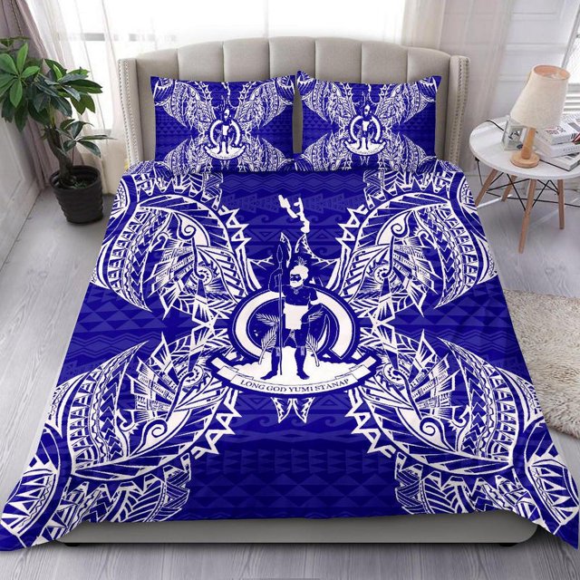 Juego de cama polinesio - Vanuatu Juego de funda nórdica Mapa Azul