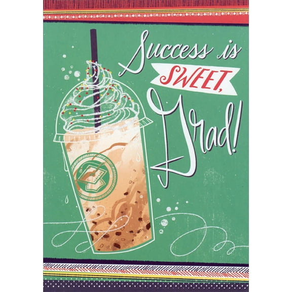 Designer Greetings Success Is Sweet Iced Drink College Graduation Congratulations Card