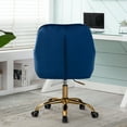 thumbnail image 4 of Bedroom Vanity Chair, Living Room Upholstered Accent Chair, Modern Velvet Fabric Desk Chair, Height Adjustable Swivel Chair, Home Office Chair with Soft Backrest, Navy, D2949, 4 of 10