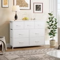 thumbnail image 4 of Commode Blanche pour Chambre avec 7 Tiroirs, Grand Commode avec Dessus en Bois, Commode en Tissu avec Tiroirs de Rangement pour Salon, Garde-Robe, Entrée, 4 of 16