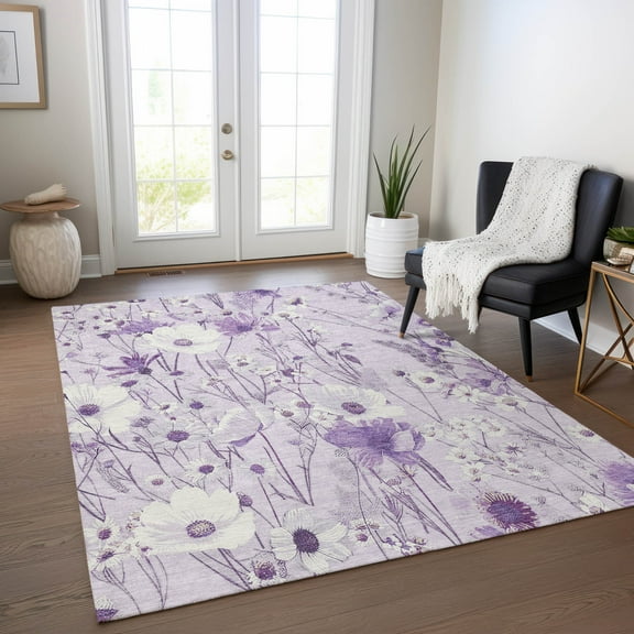Addison Rugs Chantille Indoor/Outdoor Transitional Geometric, Abstract Lavender Washable Rectangle Rug, 10' x 14'