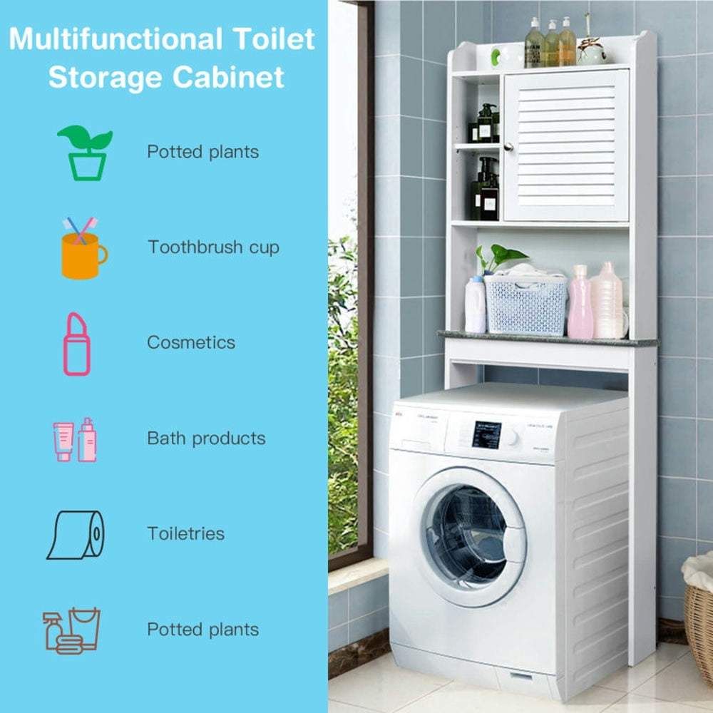 Finihen Toilet Storage Cabinet, Bathroom Cabinet Organizer, 3-Tier Bathroom Over-the-toilet Storage Cabinet with Adjustable Shelves, for Bathroom, White