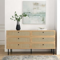 Modway Chaucer 6-Drawer Dresser, Oak, Full-Size, 62"W x 19"D x 31.5"H