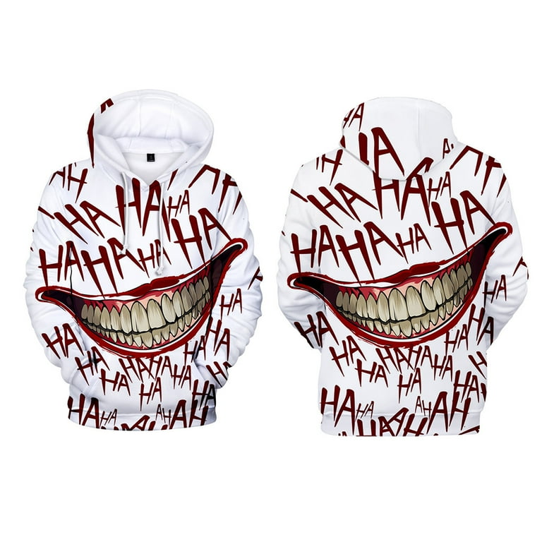 CANKER Men Women Funny Joker Clown Cartoon Print Pullovers