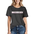 thumbnail image 2 of Funny Teacher T-Shirt for Women - Vintage Letter Print Graphic Tee | Educator Gifts & Back-to-School Staff Apparel 2025, 2 of 3