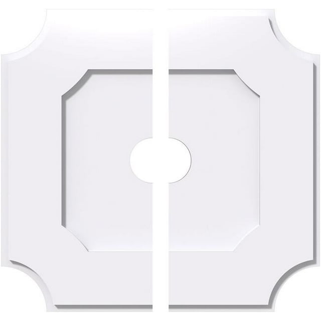 Ekena Millwork CMP20LE2-03000 20 Po OD x 3 Po ID Carré Locke Architectural Grade Médaillon de Plafond Contemporain PVC - 2 Pièces