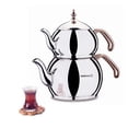 thumbnail image 2 of Korkmaz A222 Hanedan Rosegold Turkish Teapot Set for Stovetop, 18/10 Stainless-steel Double Tea Maker with Metal Handles, Samovar Style Tea Kettle with 37.2 Oz (1100ml) & 67.7 Oz (2000ml), 2 of 2