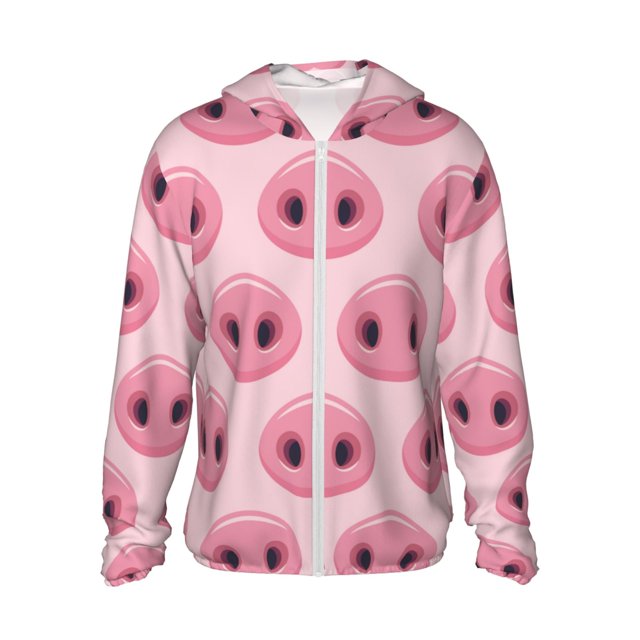 Balery Pig Nose Sudadera ligera de manga larga con capucha y protección solar UPF 50+ para hombre y mujer, ideal para pesca y running-XX-Large