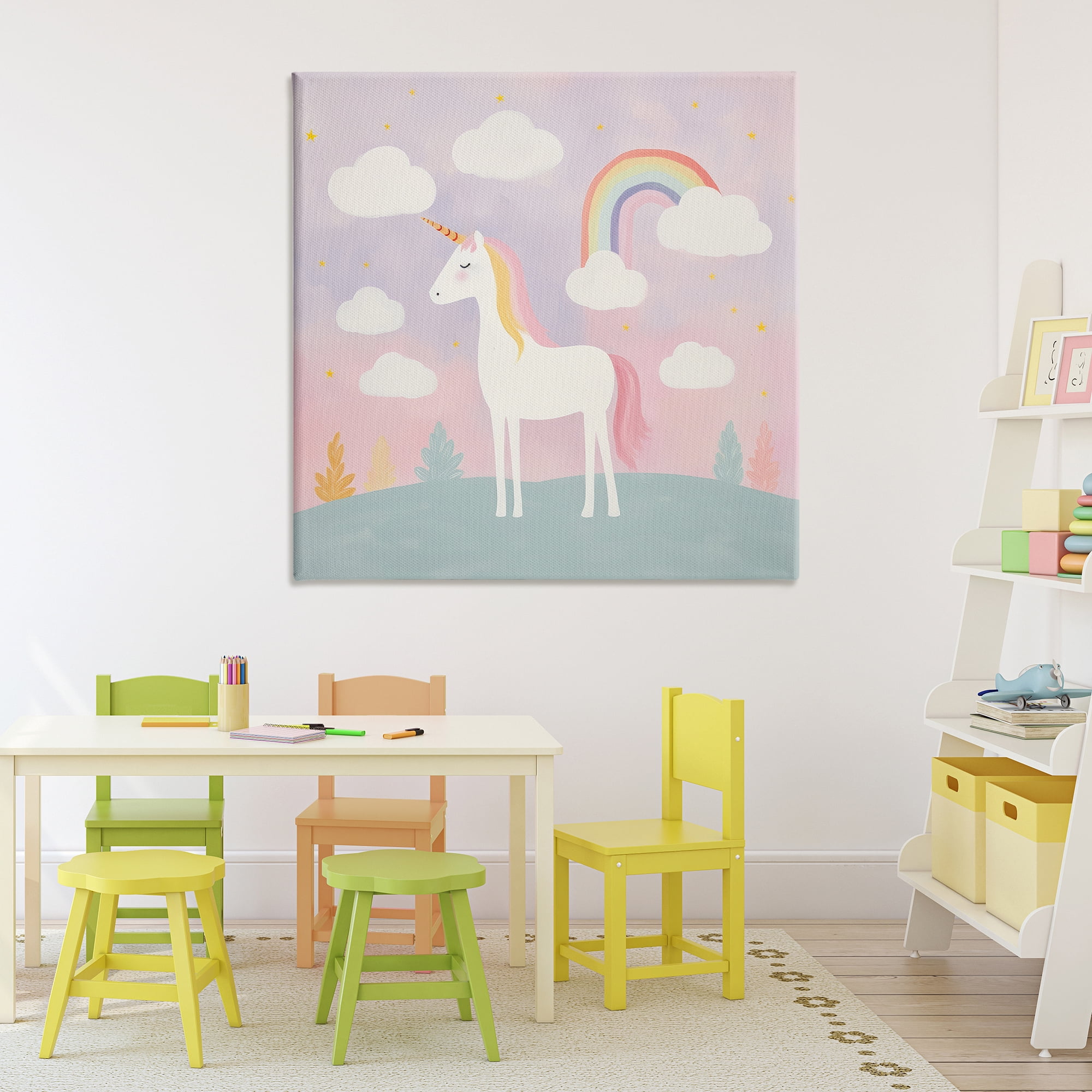 Stupell Industries Mystical Unicorn with Rainbow & Clouds Canvas Wall Art, design by Lazar Studio