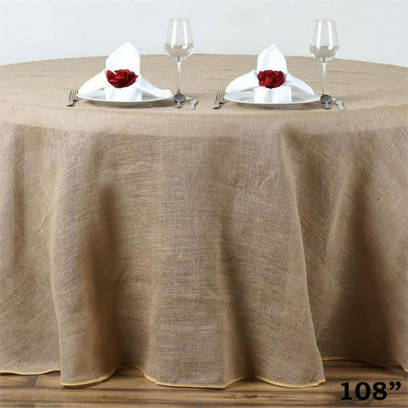BalsaCircle Natural Brown 108" Burlap Round Tablecloth Country Chic Dining Room Table Linens