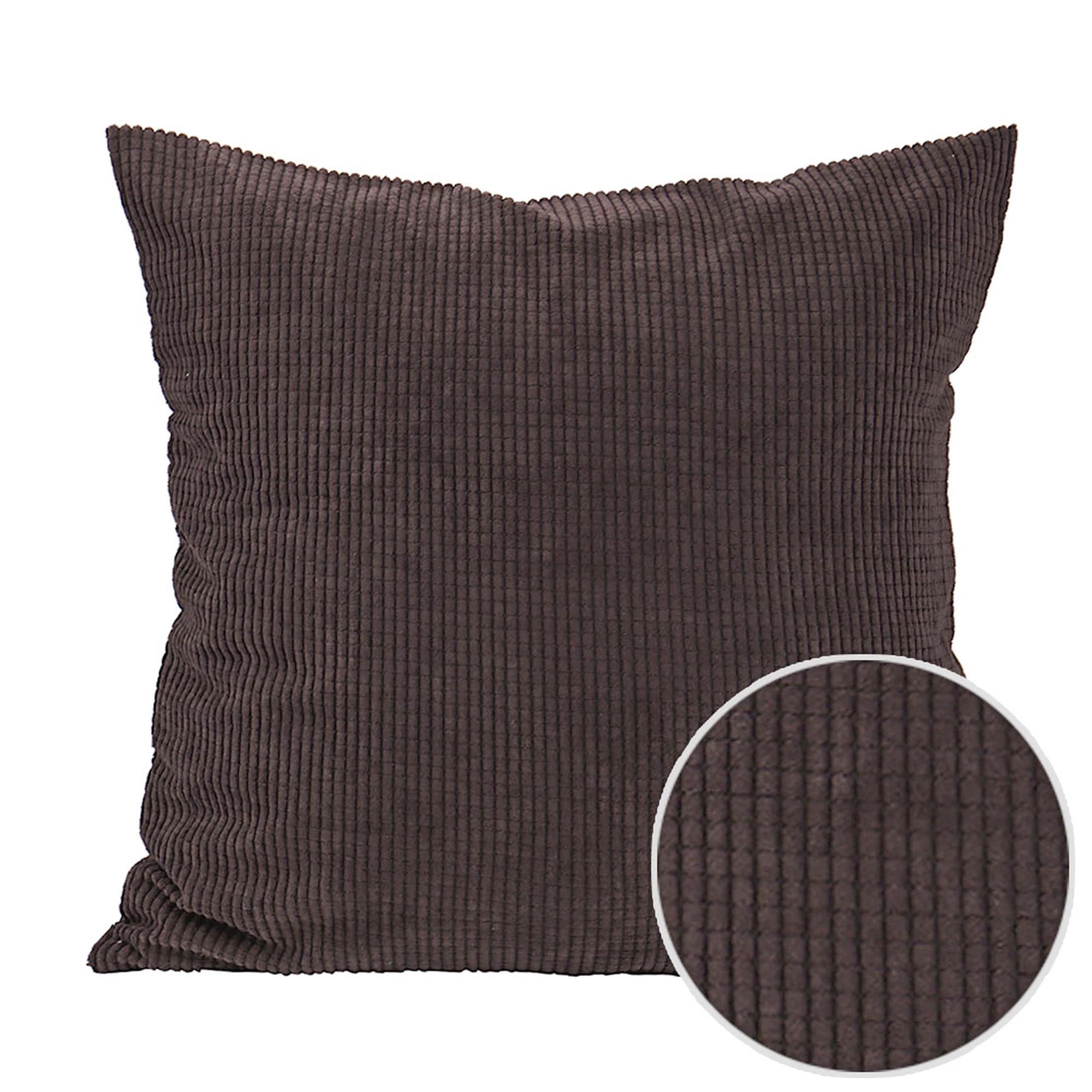Corduroy Texture Decorative Throw Pillow Cover Dark Brown 18"x18