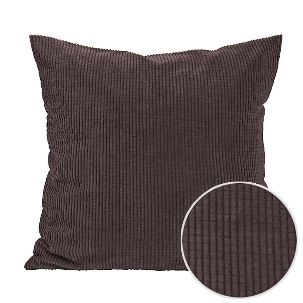 Corduroy Texture Decorative Throw Pillow Cover Dark Brown 18"x18
