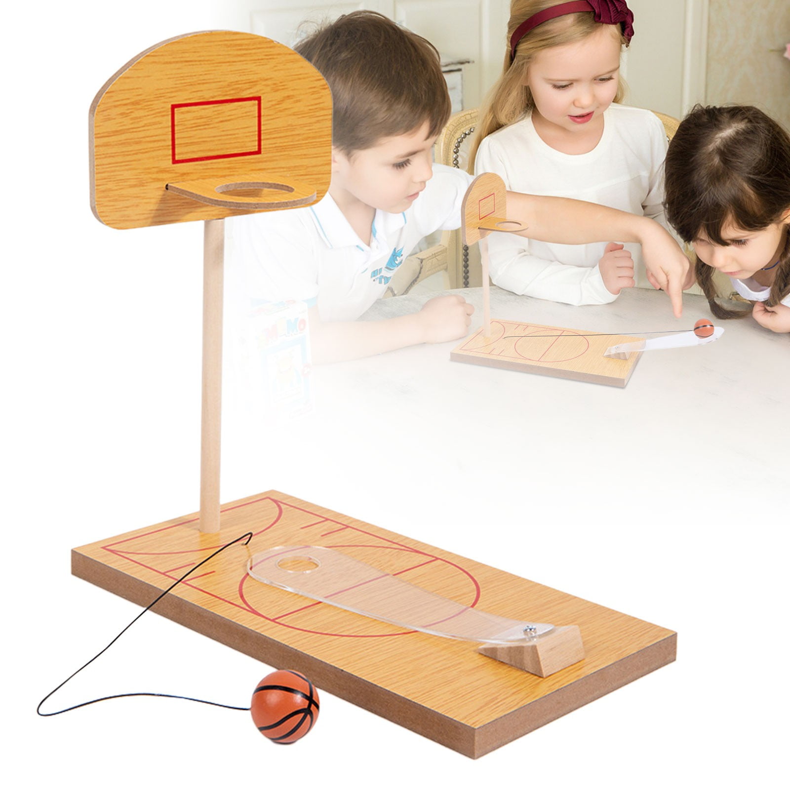 Jeu De Basket-Ball En Bois, Jeu De Basket-Ball, Ensemble De Basket-Ball Robuste - Jouets De Nouveauté Miniatures Interactifs, Amusants Et Portables Pour Les âges