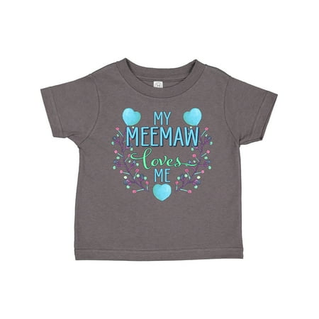 

Inktastic My Meemaw Loves Me with Flowers and Hearts Gift Toddler Boy or Toddler Girl T-Shirt