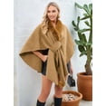 thumbnail image 4 of Women'S Open/ Front Cardigan Solid Color Poncho Cape Plus Size Knit Wraps for Fall Winter Camel Color One size, 4 of 9